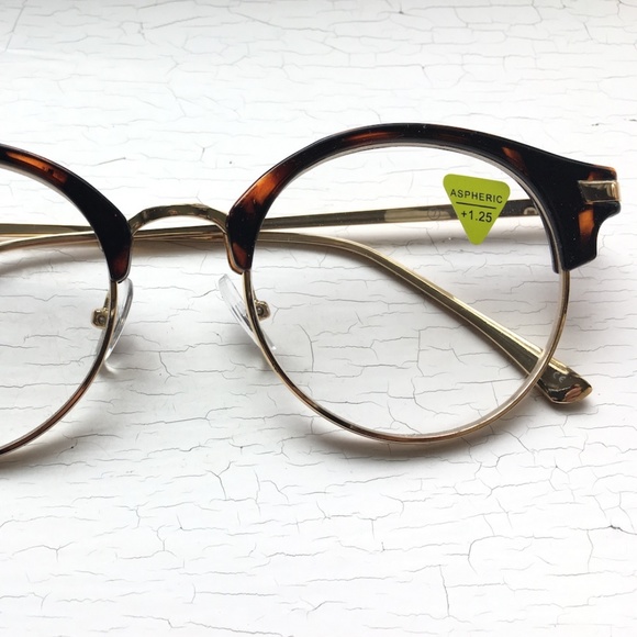 Big Reading glasses Round Browline Metal +3.00 Tortoise Unisex Wide fit - Picture 4 of 11